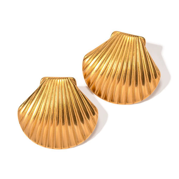 Wholesale Stainless Steel Shell Earrings Light Luxury Style Electroplating For Women