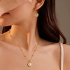 Wholesale Stainless Steel Shell Moon Pendant Necklace And Earrings Retro Fashion Electroplated