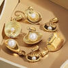 Wholesale Stainless Steel Shell Pattern Imitation Pearl Pendant Jewelry Accessories With Electroplating For Necklace And Bracelet