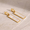 Wholesale Stainless Steel Shell Pendant Earrings With Imitation Pearl And Geometric Design Electroplated
