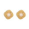 Wholesale Stainless Steel Shell Shape Inlaid Pearl Earrings With Electroplating For Women Fashion Ol Style