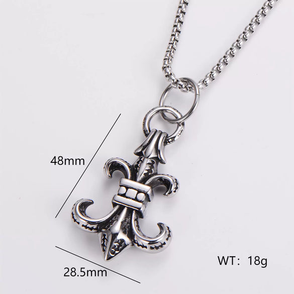 Wholesale Stainless Steel Ship Anchor Cross Truck Pendant Necklace For Men With Geometric Style And Polishing Process
