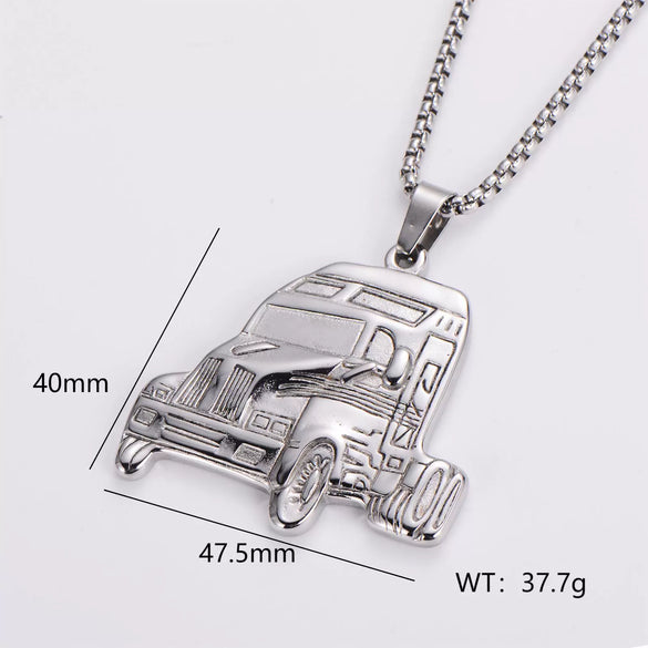 Wholesale Stainless Steel Ship Anchor Cross Truck Pendant Necklace For Men With Geometric Style And Polishing Process