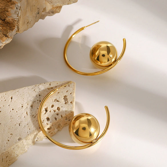 Wholesale Stainless Steel Simple Cshaped Geometric Electroplated Women's Earrings