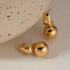 Wholesale Stainless Steel Simple Design Photosensitive Surface Geometric Ball Earrings With Electroplating For Women