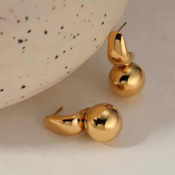 Wholesale Stainless Steel Simple Design Photosensitive Surface Geometric Ball Earrings With Electroplating For Women