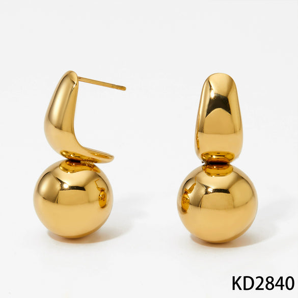 Wholesale Stainless Steel Simple Design Photosensitive Surface Geometric Ball Earrings With Electroplating For Women