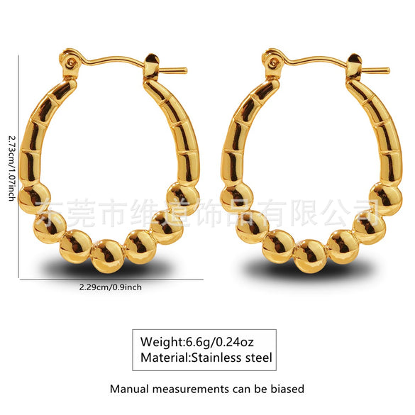 Wholesale Stainless Steel Simple Geometric Ushaped Electroplated Women's Earrings