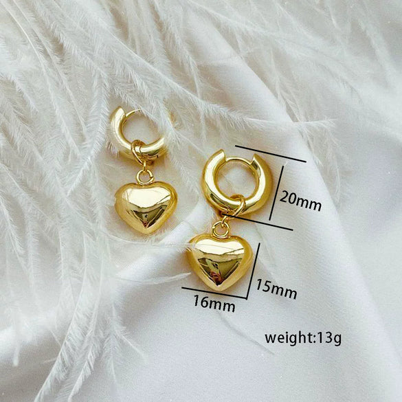 Wholesale Stainless Steel Simple Highend Love Heart Ushape Electroplated Detachable Unisex Earrings