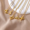 Wholesale Stainless Steel Simple Oshaped Chain Letter Pendant Necklace With Electroplating