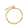 Wholesale Stainless Steel Simple Style Doublelayer Bead Chain Anklet With Letters Numbers Text Pattern For Women