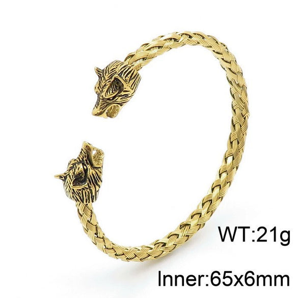Wholesale Stainless Steel Skull Opening Men's Punk Bracelet With Polishing And Animal Zodiac Pattern