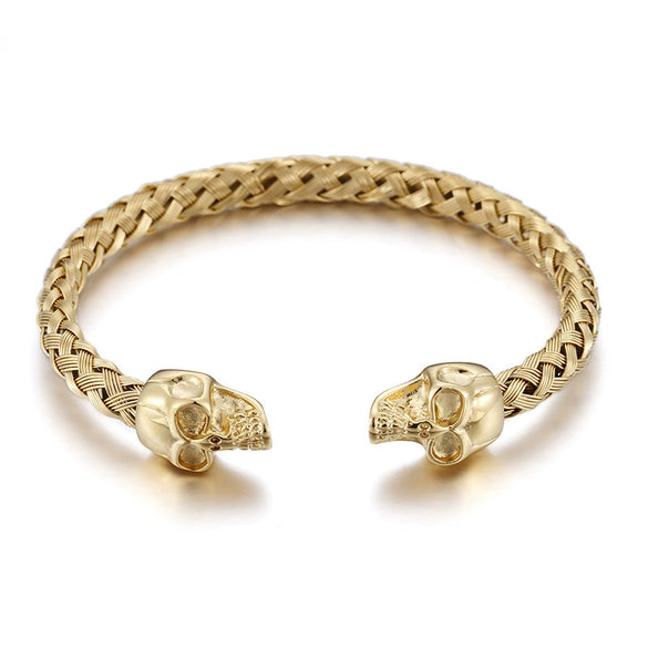 Wholesale Stainless Steel Skull Opening Men's Punk Bracelet With Polishing And Animal Zodiac Pattern
