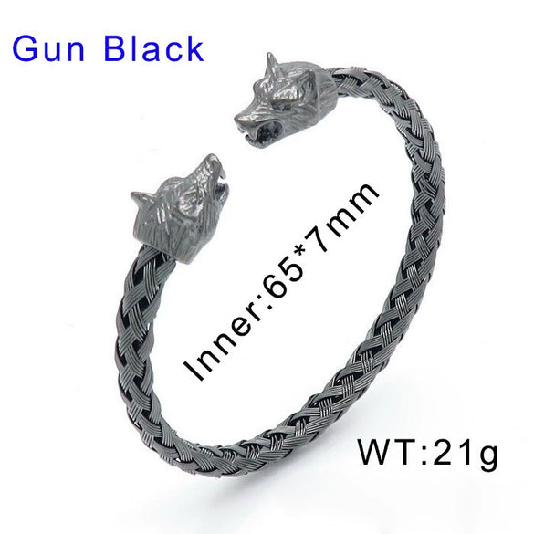 Wholesale Stainless Steel Skull Opening Men's Punk Bracelet With Polishing And Animal Zodiac Pattern