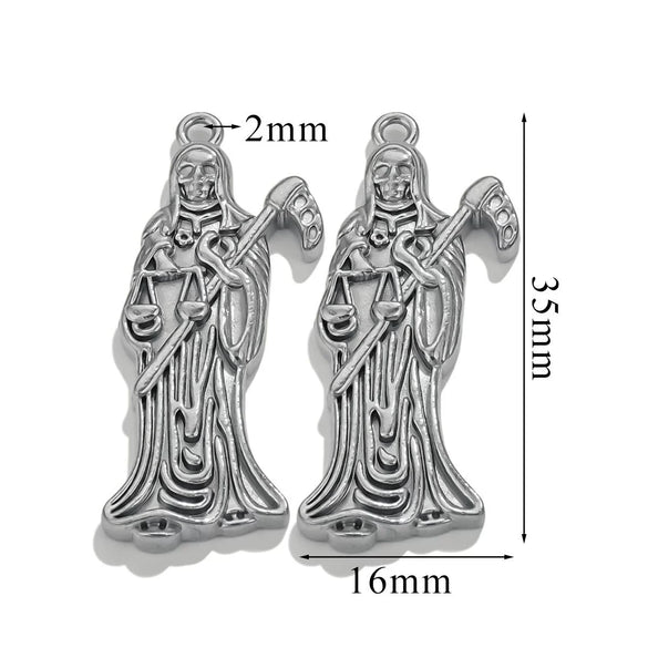 Wholesale Stainless Steel Skull Sickle Crown Pendant Necklace Vacuum Plated 18K Gold Cartoon Character Style