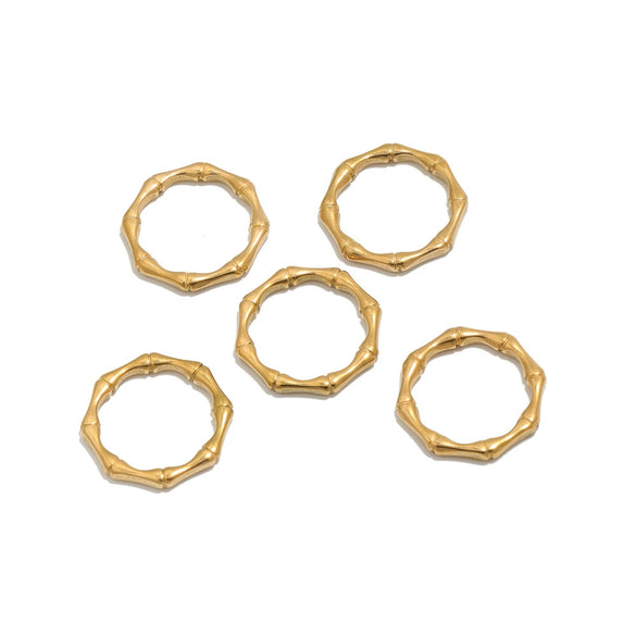 Wholesale Stainless Steel Slub Circle Bamboo Pendant Bracelet Necklace Accessories Electroplating Natural Style