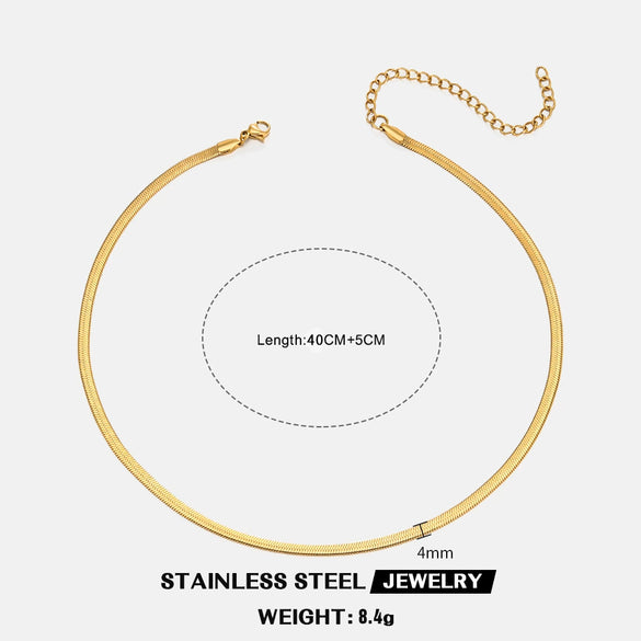 Wholesale Stainless Steel Snake Bone Chain Geometric 18K Gold Plated Titanium Steel Necklace For Women
