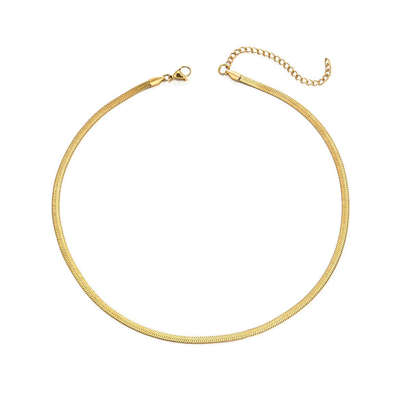Wholesale Stainless Steel Snake Bone Chain Geometric 18K Gold Plated Titanium Steel Necklace For Women