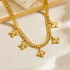 Wholesale Stainless Steel Snake Bone Chain With Flowershaped Diamondencrusted Pendant Electroplated Women's Fashion Necklace
