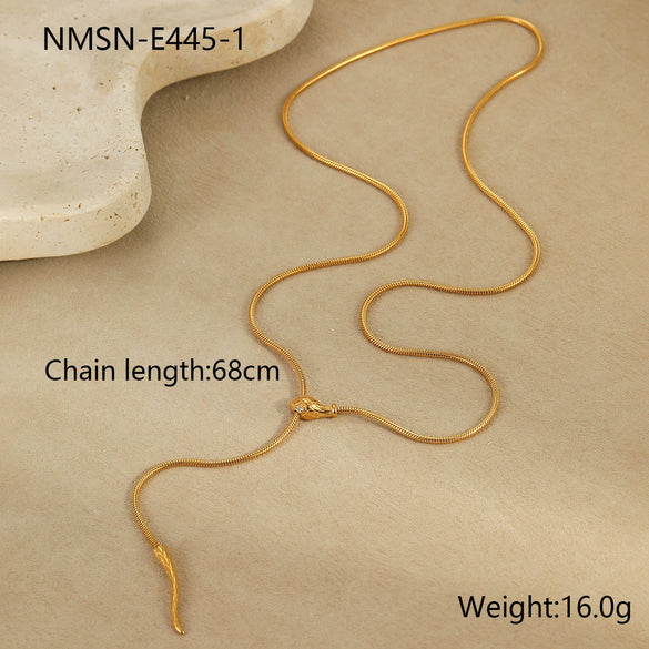 Wholesale Stainless Steel Snake Bone Necklace With Geometric And Animal Pattern 18K Gold Plated For Women