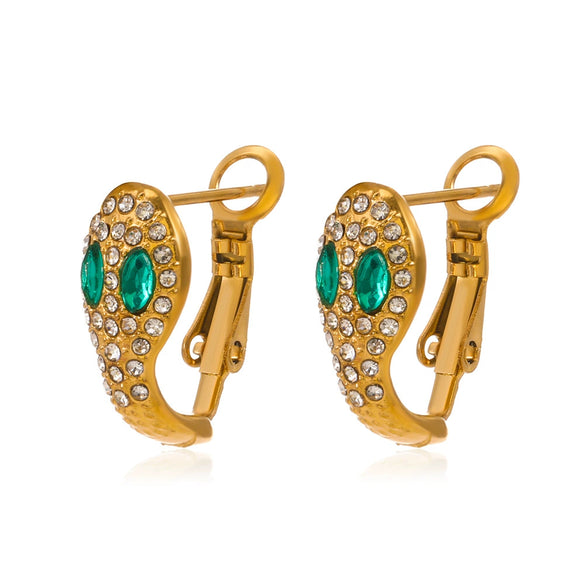 Wholesale Stainless Steel Snake Earrings Retro Animal Style 18K Gold Plated For Women