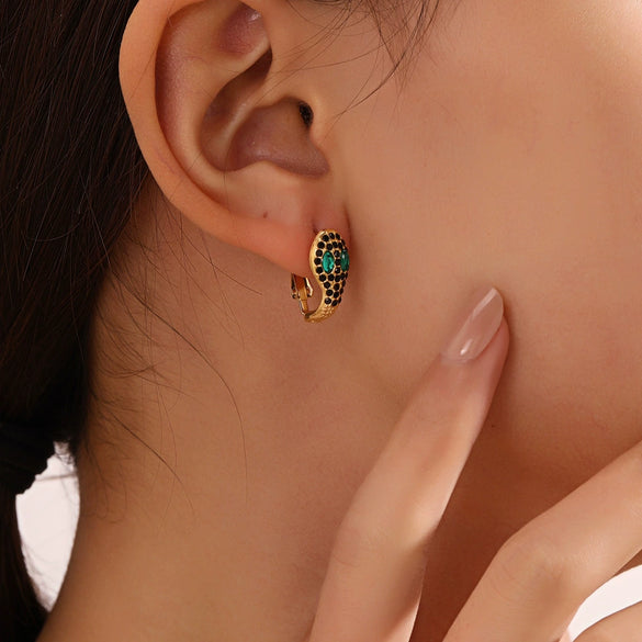 Wholesale Stainless Steel Snake Earrings Retro Animal Style 18K Gold Plated For Women