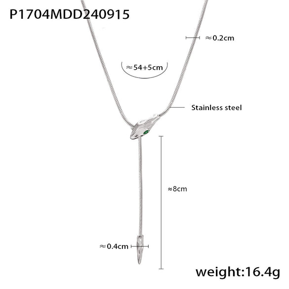 Wholesale 316L Stainless Steel Snake Head Necklace With Geometric Pattern And Electroplating Design Fashion Style For Women