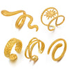 Wholesale Stainless Steel Snake Open Adjustable Ring For Women With Retro Ethnic Style And Electroplating Design