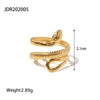 Wholesale Stainless Steel Snake Open Ring With Geometric Pattern Electroplated For Women