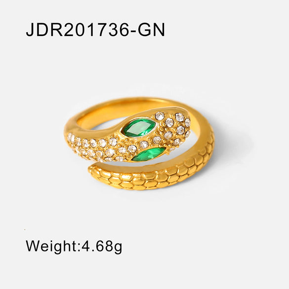 Wholesale Stainless Steel Snake Open Ring With Geometric Pattern Electroplated For Women