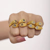 Wholesale 316L Stainless Steel Snake Pattern Double Love Handinlaid Colorful Zircon Ring Pvd Electroplated For Women
