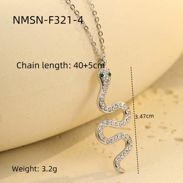 Wholesale Stainless Steel Snake Pendant Necklace With Geometric Pattern Electroplating For Women