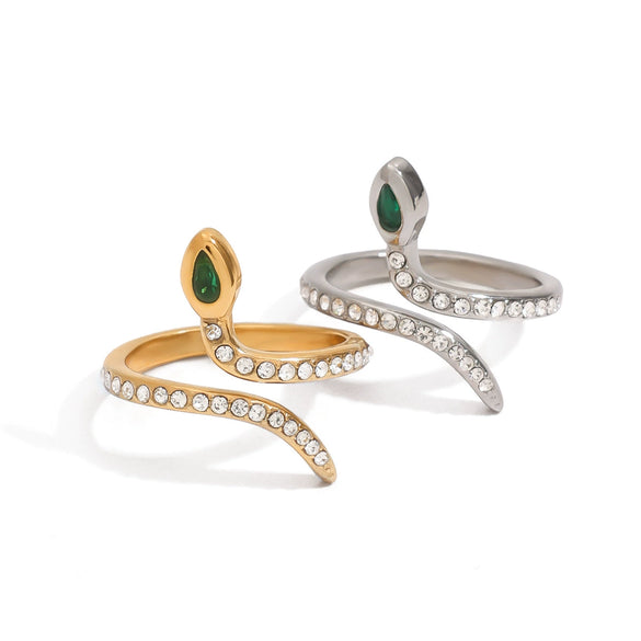 Wholesale Stainless Steel Snake Ring With Geometric Design And Electroplating For Women