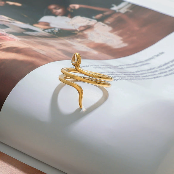 Wholesale Stainless Steel Snake Ring With Geometric Design And Electroplating For Women