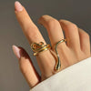 Wholesale Stainless Steel Snake Shaped Finger Ring With White Zirconium Eyes Electroplated Jewelry Geometric And Animal Style
