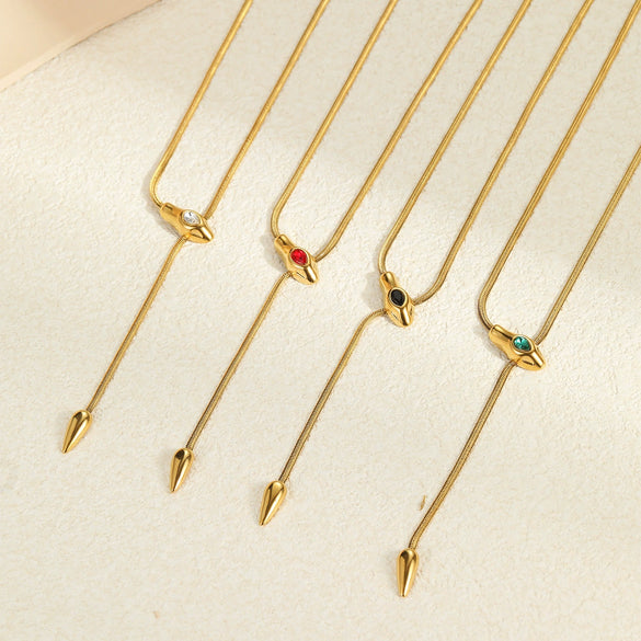 Wholesale Stainless Steel Snakeshaped Geometric Necklace With Electroplating For Women