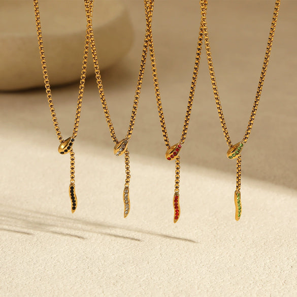 Wholesale Stainless Steel Snakeshaped Necklace With Zircon Inlay Electroplated Geometric Design For Women