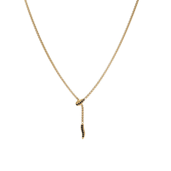 Wholesale Stainless Steel Snakeshaped Necklace With Zircon Inlay Electroplated Geometric Design For Women