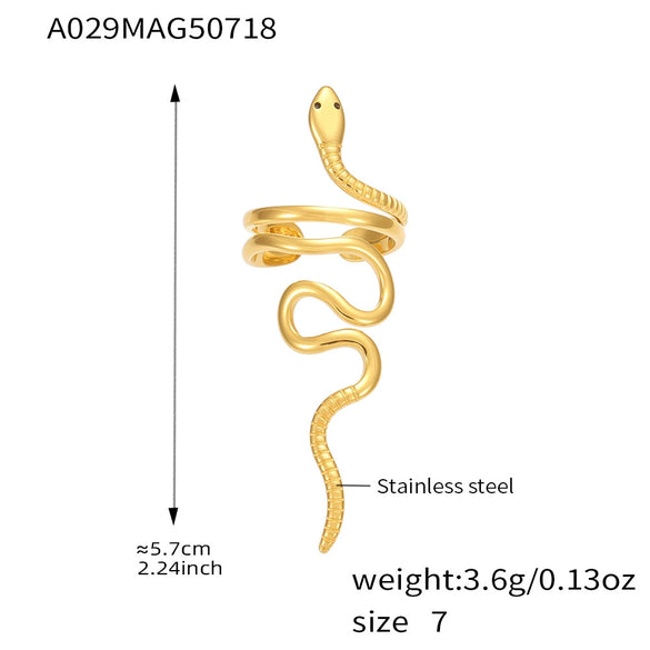 Wholesale Stainless Steel Snakeshaped Open Ring For Women With Electroplating Highend Hand Jewelry