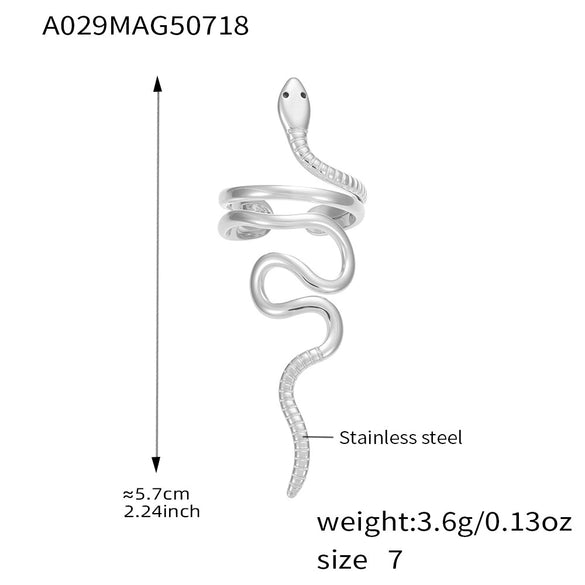 Wholesale Stainless Steel Snakeshaped Open Ring For Women With Electroplating Highend Hand Jewelry