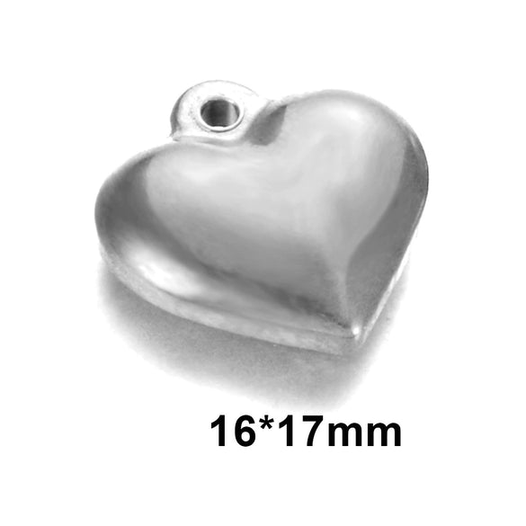 Wholesale Stainless Steel Solid Heart Pendant Diy Jewelry Accessories For Necklace And Bracelet With Electroplating Treatment