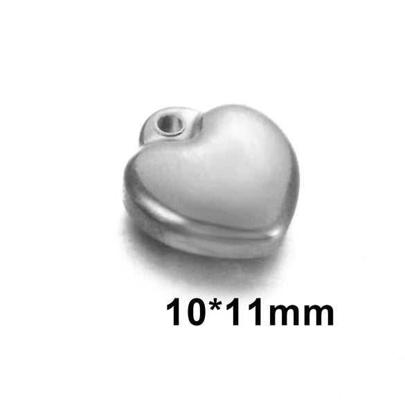 Wholesale Stainless Steel Solid Heart Pendant Diy Jewelry Accessories For Necklace And Bracelet With Electroplating Treatment