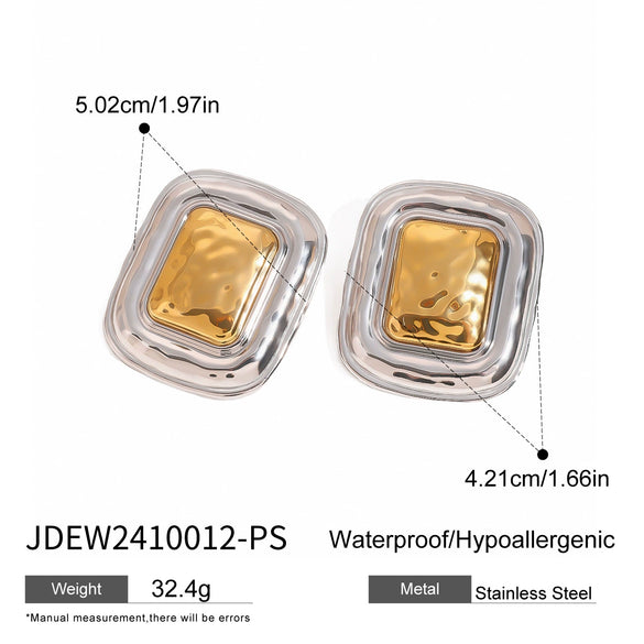 Wholesale Stainless Steel Square Geometric Electroplated Earrings For Women