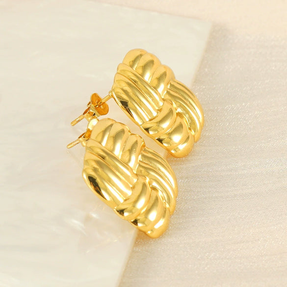 Wholesale 316L Stainless Steel Square Geometric Electroplated Women's Earrings