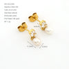 Wholesale Stainless Steel Square Geometric Ins Style Earrings With Natural Freshwater Pearl And 18K Gold Zircon For Women
