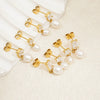 Wholesale Stainless Steel Square Geometric Ins Style Earrings With Natural Freshwater Pearl And 18K Gold Zircon For Women