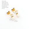 Wholesale Stainless Steel Square Geometric Ins Style Earrings With Natural Freshwater Pearl And 18K Gold Zircon For Women
