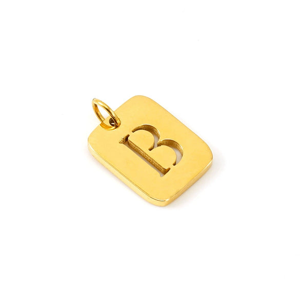 Wholesale Stainless Steel Square Hollow Letter Pendant Necklace Cutting Process Fashion Style