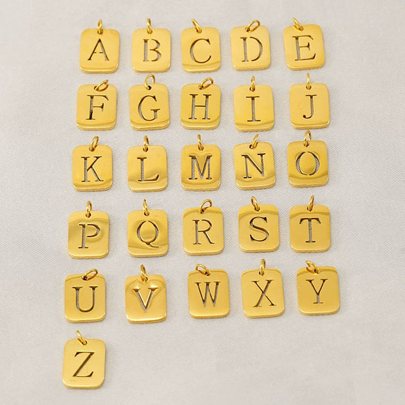 Wholesale Stainless Steel Square Hollow Letter Pendant Necklace Cutting Process Fashion Style