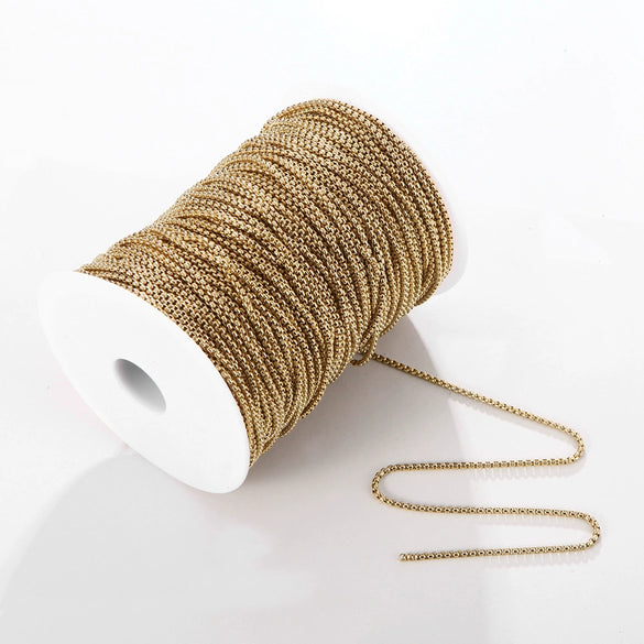Wholesale Stainless Steel Square Pearl Keel Chain Necklace Jewelry Accessories With Electroplating Simple Geometric Style